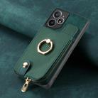 For Realme Neo7 Cross Leather Ring Vertical Zipper Wallet Back Phone Case(Green) - 2