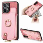 For Realme Neo7 Cross Leather Ring Vertical Zipper Wallet Back Phone Case(Pink) - 1