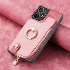For Realme Neo7 Cross Leather Ring Vertical Zipper Wallet Back Phone Case(Pink) - 2