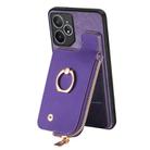 For Realme Neo7 Cross Leather Ring Vertical Zipper Wallet Back Phone Case(Purple) - 3