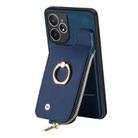 For Realme Neo7 Cross Leather Ring Vertical Zipper Wallet Back Phone Case(Blue) - 3