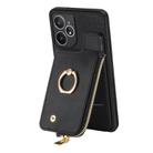 For Realme Neo7 Cross Leather Ring Vertical Zipper Wallet Back Phone Case(Black) - 3
