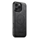For iPhone 16 Pro Max Suteni G5 Cowhide Leather MagSafe Magnetic Phone Case(Black) - 1