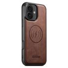 For iPhone 16 Suteni G5 Cowhide Leather MagSafe Magnetic Phone Case(Brown) - 1