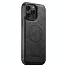 For iPhone 15 Pro Suteni G5 Cowhide Leather MagSafe Magnetic Phone Case(Black) - 1