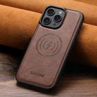 For iPhone 15 Pro Suteni G5 Cowhide Leather MagSafe Magnetic Phone Case(Brown) - 2