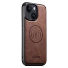 For iPhone 14 Plus Suteni G5 Cowhide Leather MagSafe Magnetic Phone Case(Brown) - 1