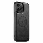 For iPhone 13 Pro Suteni G5 Cowhide Leather MagSafe Magnetic Phone Case(Black) - 1