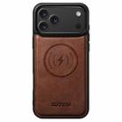 For iPhone 17 Pro Max Suteni G5 Cowhide Leather MagSafe Magnetic Phone Case(Brown) - 1