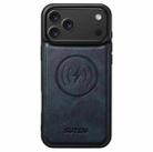 For iPhone 17 Pro Max Suteni G5 Cowhide Leather MagSafe Magnetic Phone Case(Blue) - 1