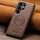 For Samsung Galaxy S23 Ultra 5G Suteni G5 Cowhide Leather Magnetic Phone Case(Brown) - 2