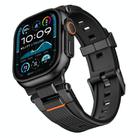 For Apple Watch 46mm / 49mm / 45mm / 44mm Stainless Steel Connector Vertical Grain TPU Watch Band(Black) - 1