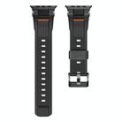 For Apple Watch 46mm / 49mm / 45mm / 44mm Stainless Steel Connector Vertical Grain TPU Watch Band(Black) - 2