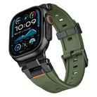 For Apple Watch 46mm / 49mm / 45mm / 44mm Stainless Steel Connector Vertical Grain TPU Watch Band(Army Green) - 1