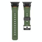 For Apple Watch 46mm / 49mm / 45mm / 44mm Stainless Steel Connector Vertical Grain TPU Watch Band(Army Green) - 2