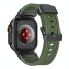 For Apple Watch 46mm / 49mm / 45mm / 44mm Stainless Steel Connector Vertical Grain TPU Watch Band(Army Green) - 3