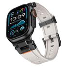 For Apple Watch 46mm / 49mm / 45mm / 44mm Stainless Steel Connector Vertical Grain TPU Watch Band(Starlight) - 1