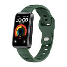 For Huawei Band 10 / 10 NFC Solid Color Metal Reverse Buckle Wave Silicone Watch Band(Field Green) - 1