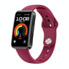 For Huawei Band 10 / 10 NFC Solid Color Metal Reverse Buckle Flat Silicone Watch Band(Wine Red) - 1