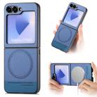 For Samsung Galaxy Z Flip3 5G Twill Fabric Leather Skin Magnetic Back Phone Case(Blue) - 1