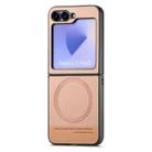 For Samsung Galaxy Z Flip4 Twill Fabric Leather Skin Magnetic Back Phone Case(Pink) - 2
