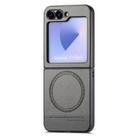 For Samsung Galaxy Z Flip4 Twill Fabric Leather Skin Magnetic Back Phone Case(Gray) - 2