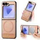 For Samsung Galaxy Z Flip5 Twill Fabric Leather Skin Magnetic Back Phone Case(Pink) - 1