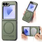 For Samsung Galaxy Z Flip5 Twill Fabric Leather Skin Magnetic Back Phone Case(Green) - 1