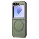 For Samsung Galaxy Z Flip5 Twill Fabric Leather Skin Magnetic Back Phone Case(Green) - 2