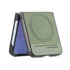 For Samsung Galaxy Z Flip5 Twill Fabric Leather Skin Magnetic Back Phone Case(Green) - 3