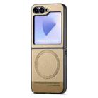 For Samsung Galaxy Z Flip5 Twill Fabric Leather Skin Magnetic Back Phone Case(Khaki) - 2