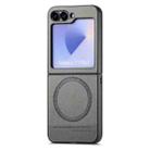 For Samsung Galaxy Z Flip5 Twill Fabric Leather Skin Magnetic Back Phone Case(Gray) - 2