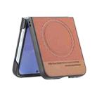For Samsung Galaxy Z Flip6 Twill Fabric Leather Skin Magnetic Back Phone Case(Brown) - 3