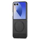 For Samsung Galaxy Z Flip7 5G Twill Fabric Leather Skin Magnetic Back Phone Case(Black) - 2
