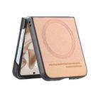 For Samsung Galaxy Z Flip7 5G Twill Fabric Leather Skin Magnetic Back Phone Case(Pink) - 3