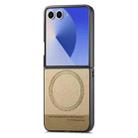For Samsung Galaxy Z Flip7 5G Twill Fabric Leather Skin Magnetic Back Phone Case(Khaki) - 2