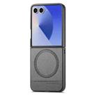 For Samsung Galaxy Z Flip7 5G Twill Fabric Leather Skin Magnetic Back Phone Case(Gray) - 2
