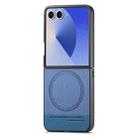 For Samsung Galaxy Z Flip7 5G Twill Fabric Leather Skin Magnetic Back Phone Case(Blue) - 2