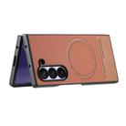 For Samsung Galaxy Z Fold3 5G Twill Fabric Leather Skin Magnetic Back Phone Case(Brown) - 3