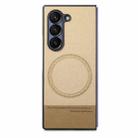 For Samsung Galaxy Z Fold3 5G Twill Fabric Leather Skin Magnetic Back Phone Case(Khaki) - 2