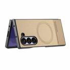 For Samsung Galaxy Z Fold3 5G Twill Fabric Leather Skin Magnetic Back Phone Case(Khaki) - 3