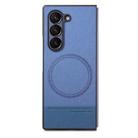 For Samsung Galaxy Z Fold3 5G Twill Fabric Leather Skin Magnetic Back Phone Case(Blue) - 2