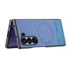 For Samsung Galaxy Z Fold3 5G Twill Fabric Leather Skin Magnetic Back Phone Case(Blue) - 3