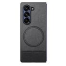 For Samsung Galaxy Z Fold4 Twill Fabric Leather Skin Magnetic Back Phone Case(Black) - 2