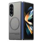 For Samsung Galaxy Z Fold4 Twill Fabric Leather Skin Magnetic Back Phone Case(Gray) - 1