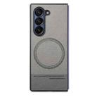 For Samsung Galaxy Z Fold4 Twill Fabric Leather Skin Magnetic Back Phone Case(Gray) - 2