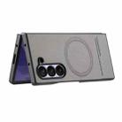 For Samsung Galaxy Z Fold4 Twill Fabric Leather Skin Magnetic Back Phone Case(Gray) - 3