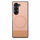 For Samsung Galaxy Z Fold5 Twill Fabric Leather Skin Magnetic Back Phone Case(Pink) - 2