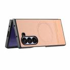 For Samsung Galaxy Z Fold5 Twill Fabric Leather Skin Magnetic Back Phone Case(Pink) - 3