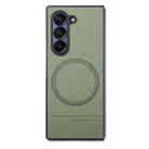 For Samsung Galaxy Z Fold5 Twill Fabric Leather Skin Magnetic Back Phone Case(Green) - 2